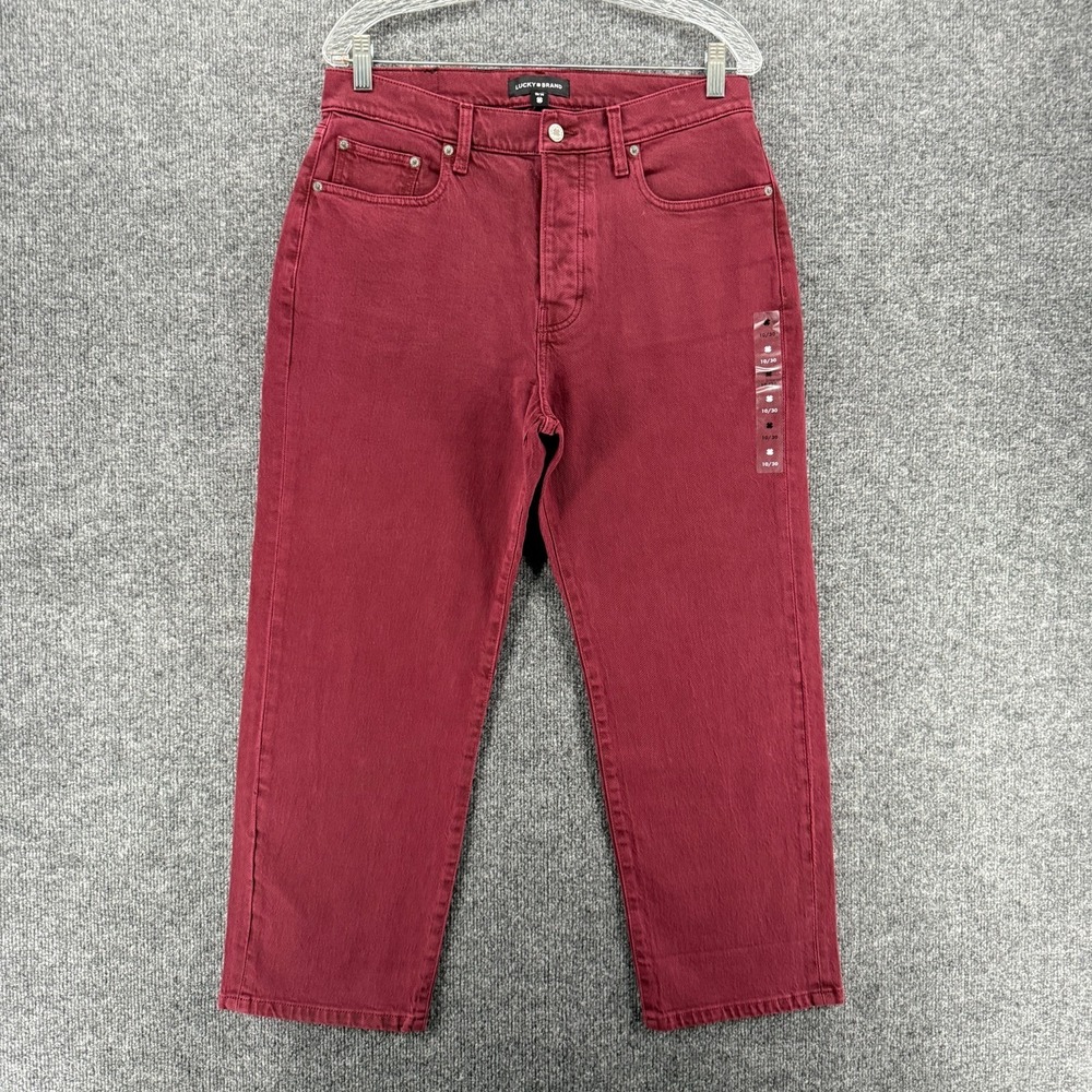 Lucky Brand Jeans Womens 10/30 Maroon High Rise Straight Crop 90s Loose Grunge